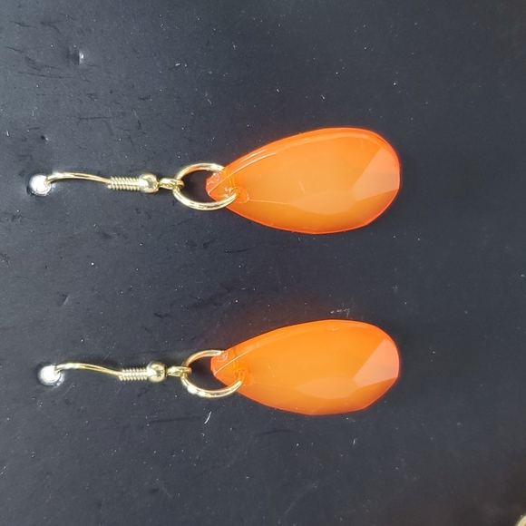 Bijou  Orange statement necklace with earrings set - Picture 3 of 5